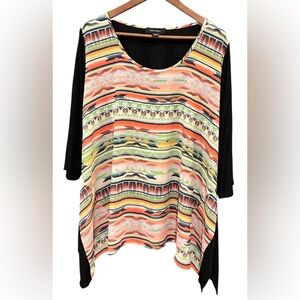 Karen Kane Women's Southwest Aztec style 3/4 Sleeve Blouse Size 2X
